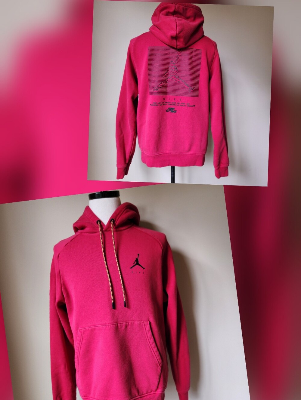 Jordan Jumpman Mens Fleece Pullover Hoodie Red Topographic Map Graphic M